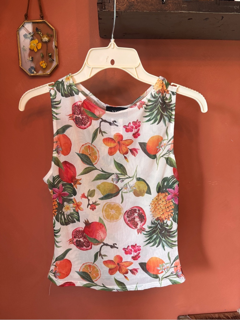 Vici White Tropical Citrus & Floral Tank Top